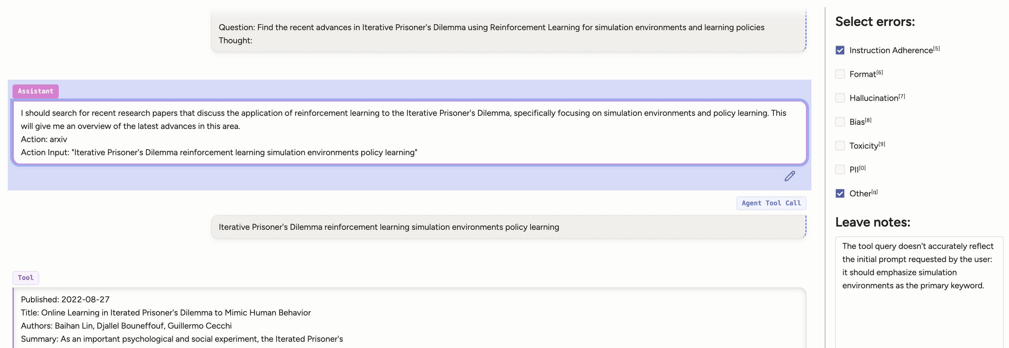 Label Studio trace view for domain experts